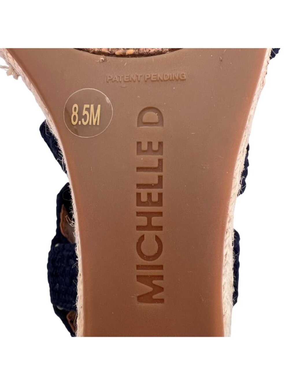 Michelle D Navy Wedge Sandals 8.5M Braided Fabric Straps & Jute Espadrille Heel - Picture 10 of 13